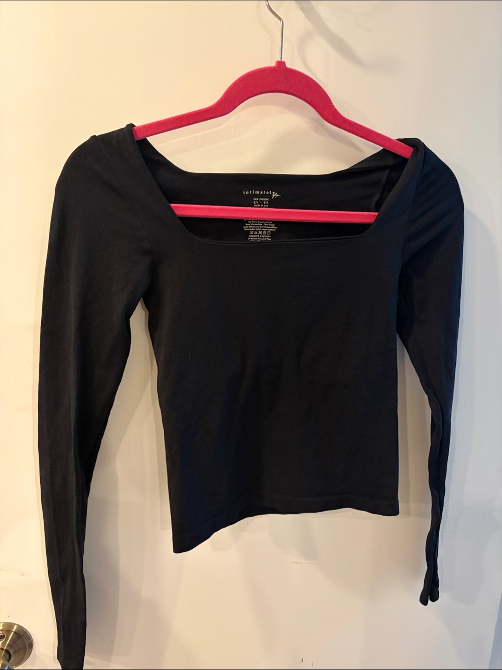 Intimately Free people Small Black Long-Sleeve Square Neck Top